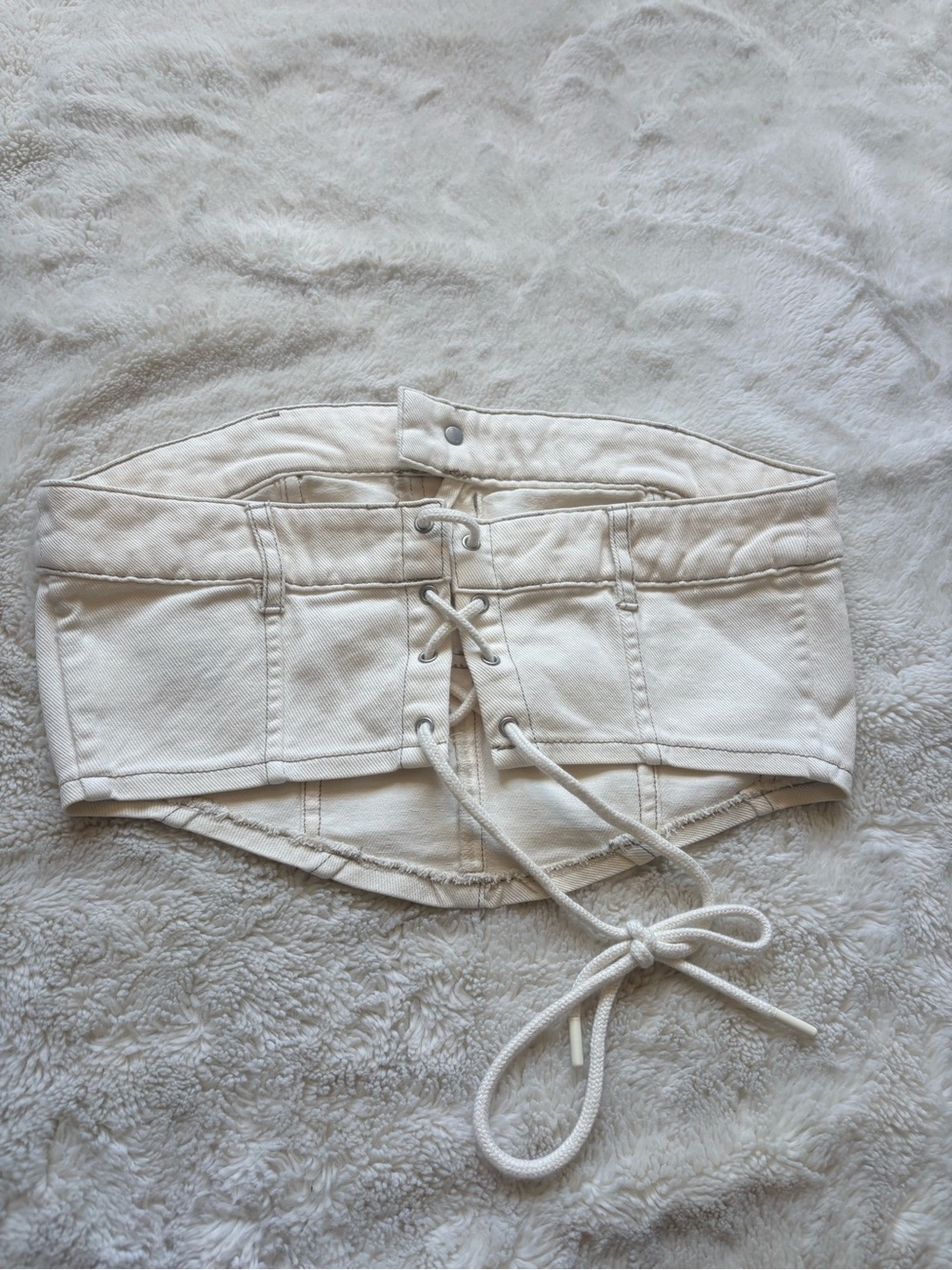 Garage Denim Crop Top – Size Small | Clean‑Girl Streetwear | Y2K Minimalist - Picture 3 of 4